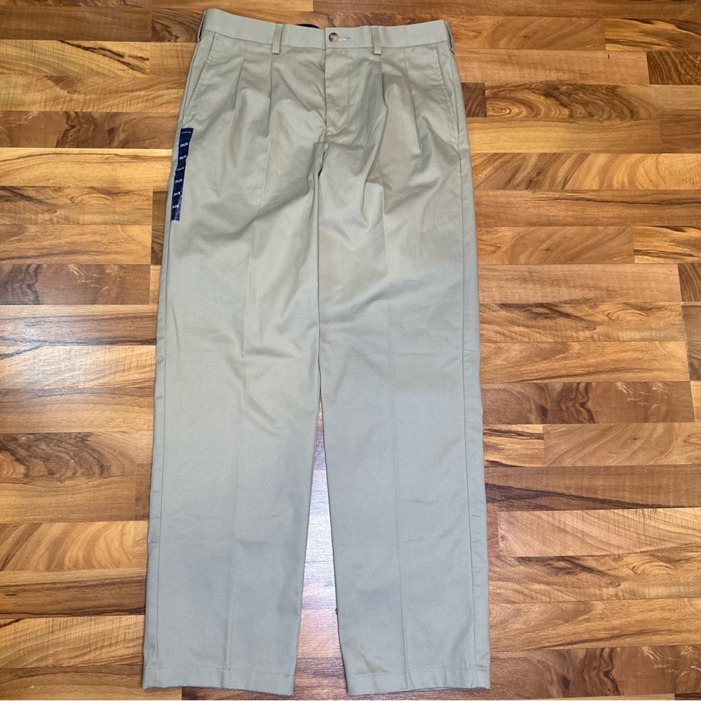 Croft & Barrow‎ Easy Care Khaki Pleated Front Classic Fit Pant 34x34 Tan NWT